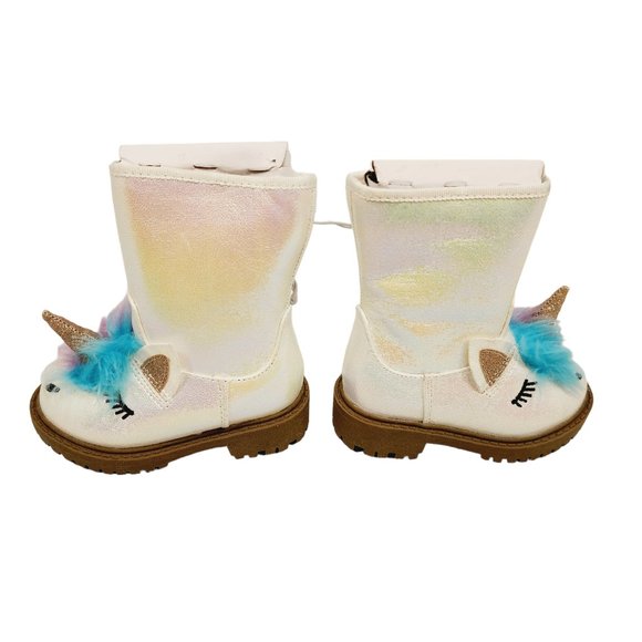Cat & Jack Unicorn White Glitter Boots - NWT - Size 5 - Picture 3 of 6